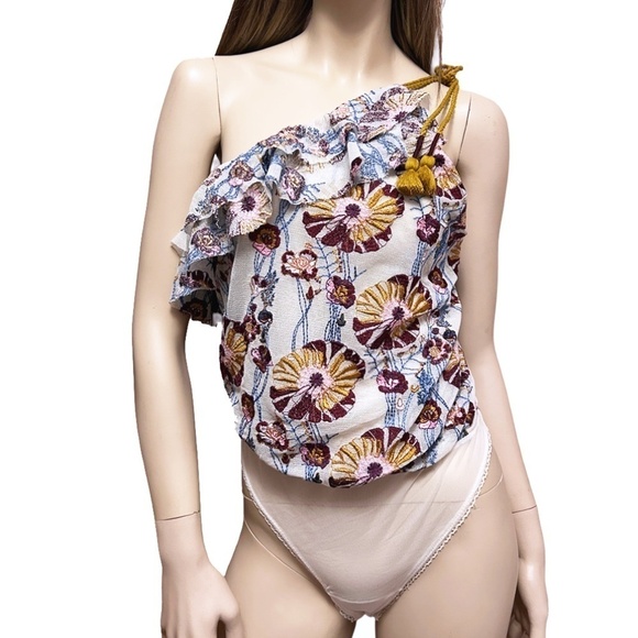 Intimately Free People Day Date Bodysuit Blouse Rope & Floral Embroidered Detail - Picture 6 of 16